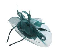 Beaupretty Elegant Deep Green Mesh Fascinator Hat with Plumage for Women Tea Party Headband Headdress Wedding and Formal Occasion Accessory