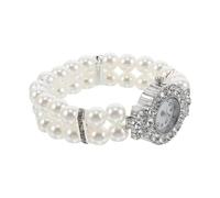 Beaupretty Elegant Ladies Pearl Bracelet Quartz Watch with Double Row Imitation Pearls, Small Round Dial, Comfortable Fit, Versatile Style, for Christmas and Formal Events