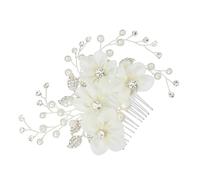 Beaupretty Elegant Pearl Hair Comb with Rhinestones Unique Silver Hair Adornment for Weddings Parties and Special Occasions for Women