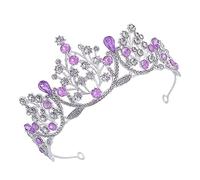 Beaupretty Elegant Rhinestone Wedding Crown for Bride Silver Purple Bridal Tiara Hair Jewelry for Birthday Party Bridesmaid Glamorous Headpiece for Special Occasions