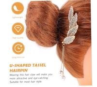 Beaupretty Elegant Tassel Pearl Hairpin for Women U-shaped Hair Bun Maker Barrette Lightweight Hair Clip for Daily and Special Occasions