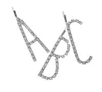 Beaupretty Elegant Women's Hair Pins Girls Letter Hair Clips Rhinestones Decorative Barrettes for Parties