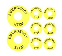 Beaupretty Emergency Stop Button Alert Ring Symbol 8Pcs Yellow 22Mm PVC Material Safety Sign for Industrial Push Button Switch Replacement