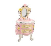 Beaupretty Enameled Jewelry Box Mirror Small Ring Earring Dressing Table Storage Box Treasure Chest Case Classic Ornate Keepsake Chest Case