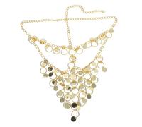 Beaupretty Face Chain Mask With Tassel Golden Masquerade Coin Veil Headwear Women Belly Dancer Accessories For Halloween Party Dance Play Cosplay Jewelry