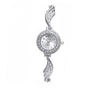 Beaupretty Fashion Silver Quartz Wrist Watch for Women with Rhinestone Wing Design Bangle Bracelet Elegant Timepiece for Daily Wear Parties and