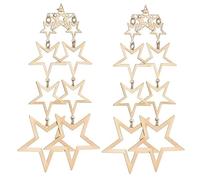 Beaupretty Fashionable Long Star Drop Earrings for Women Alloy Five-pointed Star Design Lightweight and Easy to Wear Daily Unique Gift for Birthdays and Holidays Golden Tone