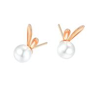 Beaupretty Fashionable Rabbit Head Pearl Earrings for Women Lightweight Comfortable Costume Jewelry Chic Cute Design for Daily Wear and Photo Props Christmas