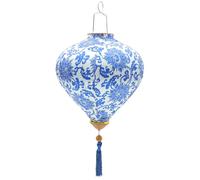 Beaupretty Festival Lantern Chinese Hanging Lantern Blue and White Porcelain Silk Material Lightweight Photo Prop Hanging Decor for Party Outdoor Use