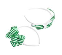 Beaupretty Festive Green Striped Hairband Paddy's Day Bow Hair Party Accessory Set