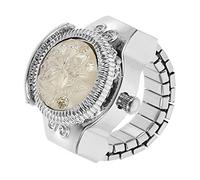 Beaupretty Finger Ring Watch Women’s Quartz Casual Decorative Rose-Shaped White Clamshell Flip Cover Unique Lady Fashion Accessory for Daily Wear