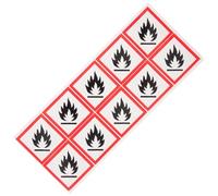 Beaupretty Flammable Liquid Warning Sign Pvc Sticker 10pcs 5x5cm Flammable Hazard Decal Self-adhesive Safety Label for Industrial Use