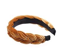 Beaupretty Flock Padded Headband Vintage Alice Style Hairband Wide Hair Hoop Twisted Knotted Headband for Women(Gold)