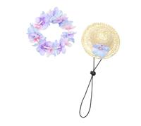 Beaupretty Floral Garland Summer Hat for Dogs with Adjustable Straps Breathable Straw Material Suitable for Beach Travel and Casual Vacation Wear
