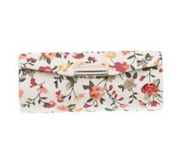 Beaupretty Floral Lipstick Holder with Mirror, Retro Embroidered Cloth, Compact 3.43X1.30X1.18 Inches, Button Fastening, for Daily Makeup and Travel