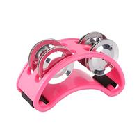 Beaupretty Foot Tambourine with Metal Jingle Bells Compact Percussion Instrument for Acoustic and Jam Sessions Durable Body with Elastic Strap Pink Foot Jingle Bells