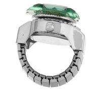 Beaupretty Four Leaf Clover Stainless Steel and Glass Material Stylish Finger Watch Ring with Flip Cover Elegant Design Unique Adjustable Ring Watch for Daily Life and Dates