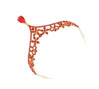 Beaupretty Frontlet and Charming Eye-catching Design Bridal Wedding Forehead Red Chain Rhinestone Elegant Headpiece with Zinc Alloy You Want more Charming for Occasion