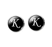 Beaupretty Glass and Copper Cuff Link Sleeve Button with K Letter Pattern Lightweight Electroplated Collar Button for Mens Shirts Decorative Accessory for Sleeves and Collars Classic Design