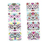 Beaupretty Glow in The Dark Temporary for Halloween Neon Face Stickers Day of The Dead Temporary Face Uv Reactive 8 Sheets