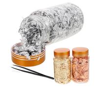 Beaupretty Gold Foil Nail Art with Tweezers Color Metallic Flake Stickers DIY Nail Decoration for Holiday Parties Christmas Halloween