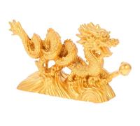 Beaupretty Golden Resin Dragon Statue with Realistic Texture, Elegant Chinese Dragon Ornament for Home and Office Decor, Luxury Feng Shui Figurine Expressing Well Wishes and Blessings