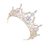 Beaupretty Golden Rhinestone Bride Crown Headband Alloy Wedding Hair Accessory Delicate Photo Props Decoration for Birthday and Party