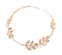 Beaupretty Golden Sequin Leaf Wedding Headband with Pearl Hairpiece for Brides and Bridal Hair Accessories Featuring Nature-inspired Design Craftsmanship and Radiant Detailing for Elegant