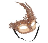 Beaupretty Golden Venetian Masquerade Costume Mask for Women with Lace and Rhinestone Accent, Comfortable Fit and Adjustable Elastic Band, for Masquerade and Cosplay Events