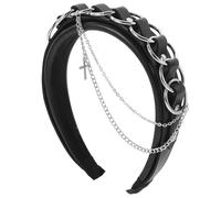 Beaupretty Gothic Headband Cross Accent and Chain Details Statement Hair Accessory for Women for Punk and Alternative Fashion Unique Dark-themed Headpiece for Special Occasions