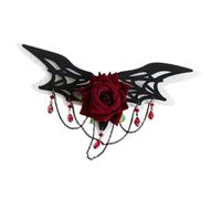 Beaupretty Gothic Rose Hair Ornaments for Women Romantic Hair Clips with Bat for Valentine's Day for Parties Costumes and Engaging Photo Props