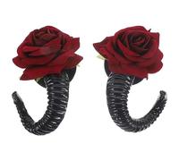 Beaupretty Gothic Sheep Horns Hair Clips with Rose Barrette for Halloween Cosplay Party Accessories