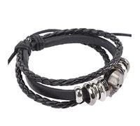 Beaupretty Gothic Skull Bracelet for Men Women Leather Braided Wristband Punk Style Hip Hop Accessory Unique Beaded Design for Daily Wear Party Events