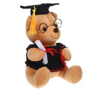 Beaupretty Graduation Bear Plush Doll Soft Stuffed with Doctoral Hat and Glasses Cozy Graduation Students Home Classroom Decor Comforting and Stylish Keepsake