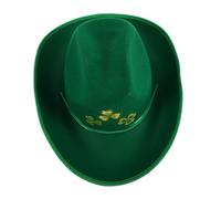 Beaupretty Green Shamrock Cowboy Hat Adjustable Non Woven for Men Women for Patrick Day Parties Gatherings Travel Wide Brim Design Unique Festive Style