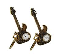 Beaupretty Guitar Keychain with Mini Watch 2PCS Vintage Guitar Watch Keyring for Musicians Collectible Accessories for Music Lovers