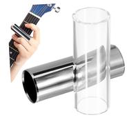 Beaupretty Guitar Slides 70mm Bottleneck Slide Glass and Stainless Steel 2pcs with Excellent Intonation and Sustain Medium Size for Bass and Electric Guitar