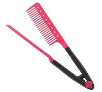 Beaupretty Hair Straightener Brush Straightening Comb Hair Styling Comb Clip-on Style V-Shaped (Black+Rosy) Air Curler