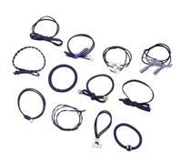 Beaupretty Hair Ties Ponytail Holders Hair Ropes 1 Set of 12pcs Boxed Mori Girl Style Imitation Pearl Beads Inlaid High Elastic (Navy Blue)