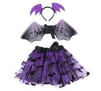 Beaupretty Halloween Bat Wing Headdress and Skirt with LED Lights Spider Bat Wings Costume for Women Creative Party Decoration and Cosplay Accessory for Halloween Events and Themed Photo
