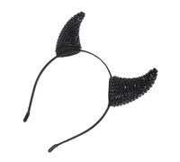 Beaupretty Halloween Black Devil Horn Headband Rhinestones Glitter Demon Horn Hairband for Cosplay Party Accessory Halloween Devil Costume Headpiece for Adults