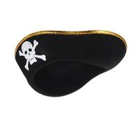 Beaupretty Halloween Carnival Pirate Tricorn Hat with Gold Trim Felt Cosplay Prop for Costume Parties and Role Play Comfortable for Adults
