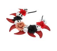 Beaupretty Halloween Devil Horns Headband Lightweight Elastic Hairpiece with Skull and Flower for Parties Cosplay Accessories
