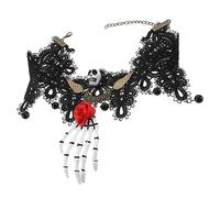 Beaupretty Halloween Skeleton Choker Necklace for Women and Gothic Punk Style Festival Accessory and Cloth Material for Halloween and Witch Cosplay Parties