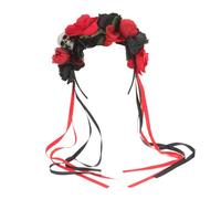 Beaupretty Halloween Skull Hair Band Halloween Face Stickers Day of The Dead Headpiece Headdress Face Jewels Rose Flower Hair Band Costume Headband Imitation Pearls