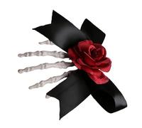 Beaupretty Halloween Skull Hair Clips with Rose and Bow Spooky Skeleton Hand Hair Accessories for Women Festive Gothic Style for Halloween Parties and Cosplay Events