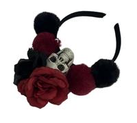 Beaupretty Halloween Skull Headband with Rose Durable Party Hair Decoration for Adults Cosplay Accessory for Halloween Gatherings and Costume Parties