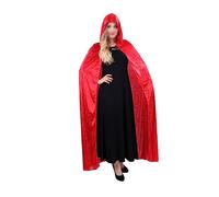 Beaupretty Halloween Witch Hooded Robe Cloak Red Comfortable Wear Cosplay Costume for Party Dress Up and Role Play with Neck Tie for Spooky Halloween and Masquerade Events
