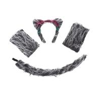 Beaupretty Halloween Wolf Suit Animal Tail Cosplay Role Play Cosplay Prop Animal Ears and Tail Party Costume Cotton Grey