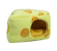 Beaupretty Hamster Warm Nest Plush Cave Bed, Cartoon Cheese Cake Shape Cotton Hideout for Small Animals, Soft Cozy House Suitable for Hamsters, Rats, Chinchillas, and Hedgehogs